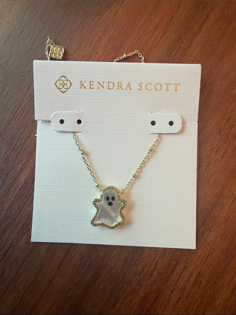 Kendra Scott Gold Ghost Pendant Necklace - White